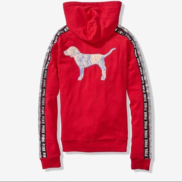 PINK Victoria's Secret Jackets & Blazers - Red sequin hoodie